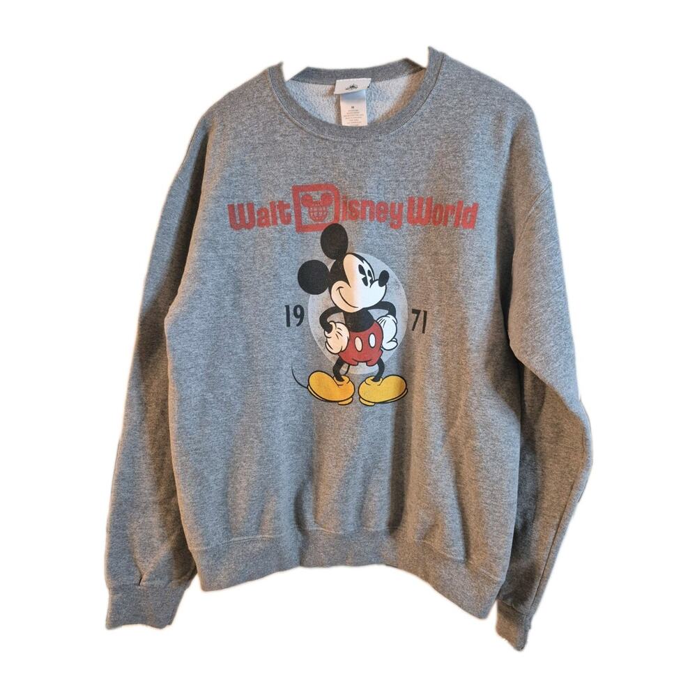 Walt Disney World 1971 Mickey Mouse Gray Sweatshirt Size M Medium Vintage